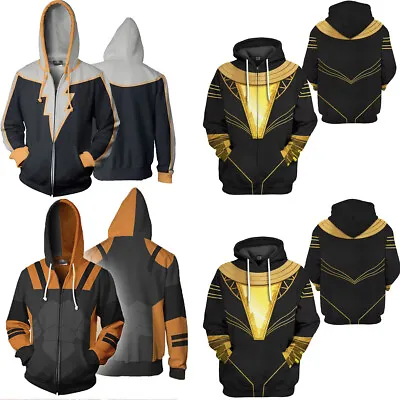 Buy 2022 Black Adam 3D Hoodies Superhero Shazam Flash Sweatshirt Jacket Coat Costume • 18.60£