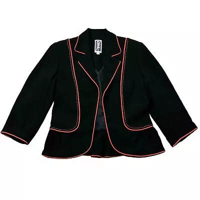 Buy Zelda Military Style Blazer Jacket Womens Size 6 Black Red Trim New Old Stock • 31.83£