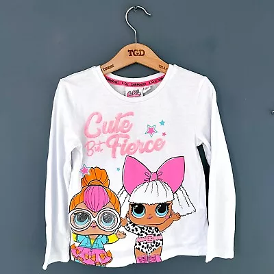 Buy Girls LOL Surprise Dolls White Print Long Sleeved T-Shirt Top Age 4-5 Years • 1£