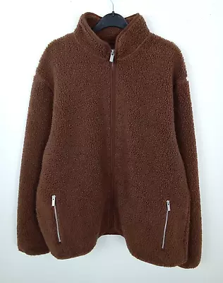 Buy Marks & Spencer Jacket Size XL Chestnut Teddy Wool High-Neck Short Zip NWOT F2 • 9.99£