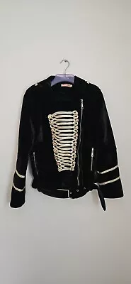 Buy Flam Mode Black Velvet Military Parade Officer Hussar Jacket Size L • 18£