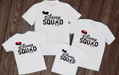 Buy Matching Family Disney Holiday T Shirts Disney Squad White Travel Tops 2024 • 9.99£