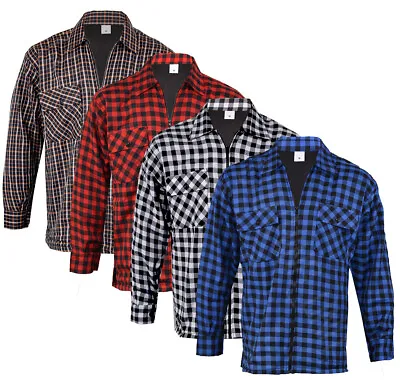 Buy Mens Collared Thermal Fleece Lined Zip Shirt Lumberjack Work Jacket Check M-2XL • 14.39£
