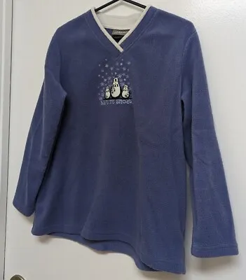 Buy Croft & Barrow Long Sleeve Sweater Blue Christmas Let It Snow Penguin Size PL • 9.65£