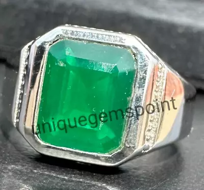 Buy Emerald Men's Ring With 925 Sterling Silver Men's Jewelry Green Gemstone Ring • 63.22£
