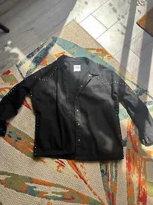 Buy Zara Denim Jacket Oversized Studs Black Size M • 15£