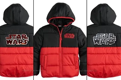 Buy NWT Star Wars Boys Puffer Jacket Size 4 Winter Coat Flip Sequins Hood Kids 4T 5T • 29.58£