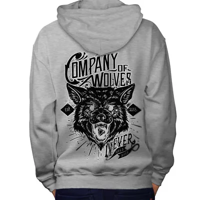 Buy Wellcoda Company Of Wolves Mens Hoodie, Never Design On The Jumpers Back • 25.99£