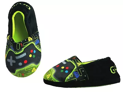 Buy Boys Gaming Slippers Slip On Novelty Gaming House Slippers Kids Uk Size 8-13 • 8.95£