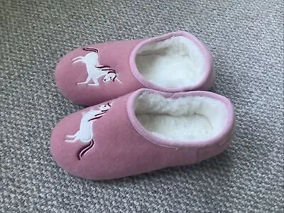 Buy New Girls Pink Unicorn Slippers In Size XL 3-4 By Joules • 13£