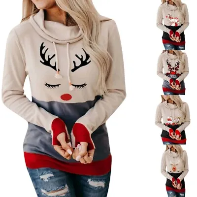 Buy Women Drawstring Pullover Hoodies Top Christmas Long Sleeve Hooded Sweatshirts • 16.24£
