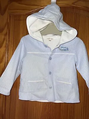 Buy Mintini Baby Boy Lightweight Jacket Hooded Zipper Age 6 Months Blue White • 4.99£