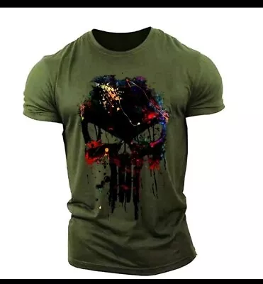 Buy Marvel Mens The Punisher T-shirt Skull Military Green Large/XL Brand New  • 12.99£
