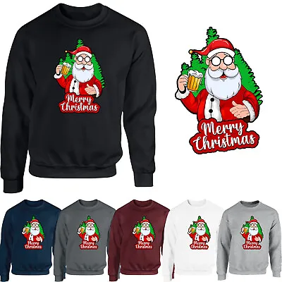 Buy Beer Christmas Santa Mens Sweatshirt Xmas Santa Party Tree Novelty Gift Jumper • 14.99£