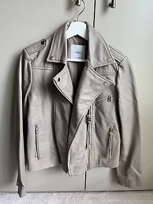 Buy Mango Leather Jacket Size S - Taupe • 20£