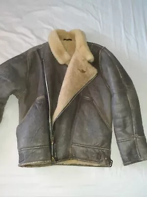 Buy Vintage Real Sheepskin Mens Flying Jacket Size Small • 55£