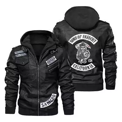 Buy Sons Of Anarchy Motorcycle Hooded Leather Jacket - Movie Biker Jacket • 132£