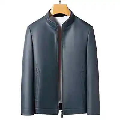 Buy Autumn And Winter Men Stand Collar Leather Jacket Fashionable Clothing Tops Coat • 143.88£