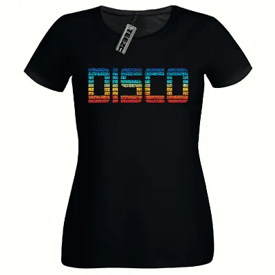 Buy Rainbow Glitter 80's DISCO T Shirt, Ladies Fitted T Shirt, Fancy Dress Tee Shirt • 9.60£