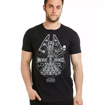 Buy Official Star Wars Mens Millennium Falcon Print T-shirt Black S-XXL • 13.99£