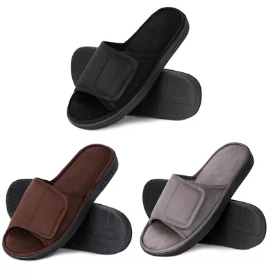 Buy Mens Orthopaedic Slippers Diabetic Easy Close Wide Fit Strap Memory Foam Shoes • 11.98£