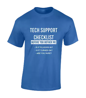 Buy Tech Support Checklist Mens T Shirt Funny Pc It Programmer Joke New Gamer Gift • 8.99£