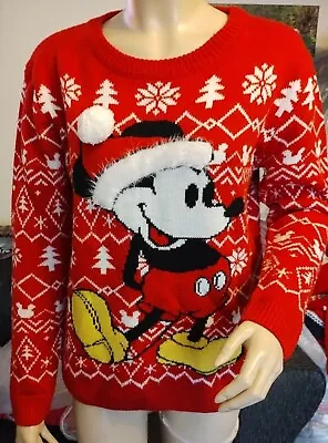 Buy Ladies/Teens Red Disney Primark Mickey Mouse Christmas Jumper Size 4 • 6.50£