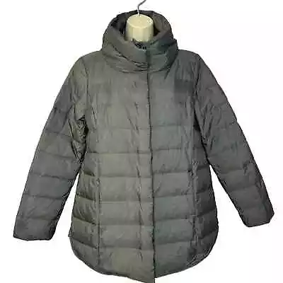 Buy EILEEN FISHER Women's Small Stand-Collar Puffer Coat Jacket Lightweight Grey  • 66.29£