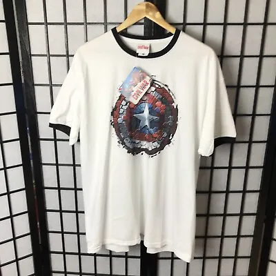 Buy Official Marvel Civil War Captain America T Shirt Size XXL White • 9.79£