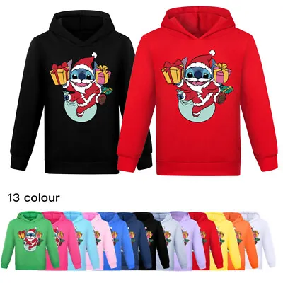 Buy Unisex Kids Stitch Christmas Hoodies Jumper Sweatshirt Pullover Tops Pants Set • 8.07£