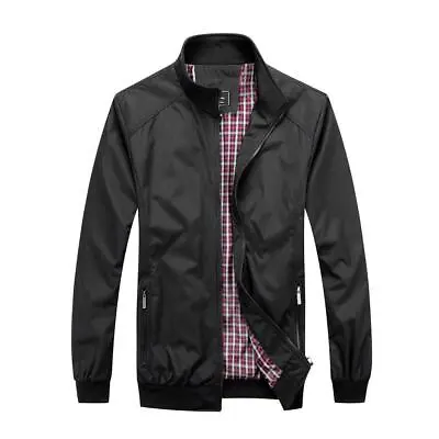 Buy Mens Jacket Smart Causal Bomber Jacket Men Spring Jackets For Men UK Black Navy • 25.99£