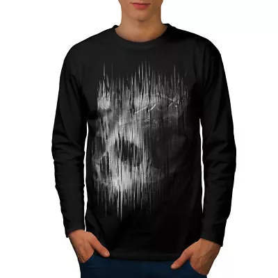 Buy Wellcoda Shadow Ghost Goth Skull Mens Long Sleeve T-shirt, Bone Graphic Design • 17.99£