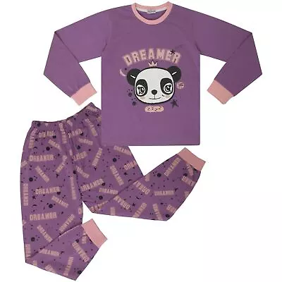 Buy Kids Girls Pyjamas Lilac Panda Animal Dreamer Print Contrast PJs Set Lounge Suit • 9.99£