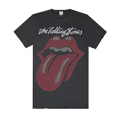 Buy Amplified Mens Tongue The Rolling Stones Diamante Logo T-Shirt NS6313 • 37.07£