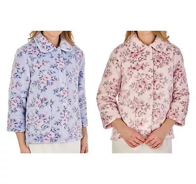 Buy Bed Jacket Soft Floral Fleece Slenderella Ladies Traditional Button House Coat • 27.75£
