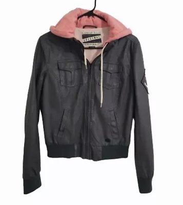 Buy Glamour Kills Faux Leather Jacket Size M Womens/Juniors Inner Hooded Sweatshirt • 25.80£