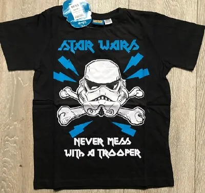 Buy Boys Star Wars Storm Trooper Disney  T Shirt Top Age 7 8 9 10 Years Black NEW • 5.99£