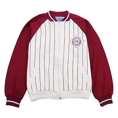 Buy Spalding Vintage Baseball Varsity Track Jacket Mens Medium M Maroon Cream 90s • 14.95£