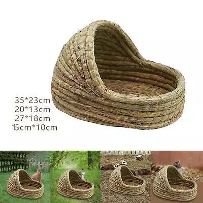 Buy Pet Rabbit Grass House Bed Chew Toy Slipper Shaped Cage Breathable Hut Straw • 7.86£