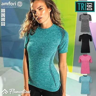 Buy Womens Seamless Short Sleeve Top Sports Jogging Gym Training TriDri Performance • 10.78£