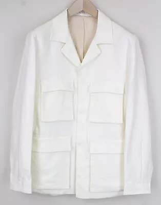 Buy SUITSUPPLY Vasto Men Jacket UK36R White Slim Safari Pure Linen Twill Classic • 199.99£