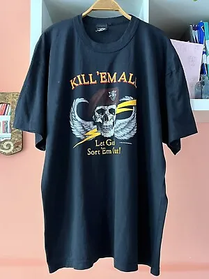 Buy Vintage 1986 Kill 'Em All Let God Sort 'Em Out JRS T-Shirt Size XXL • 53.99£