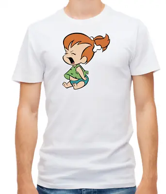 Buy The Flintstones Characters White / Black Short Sleeve Men T Shirt L011 • 9.51£