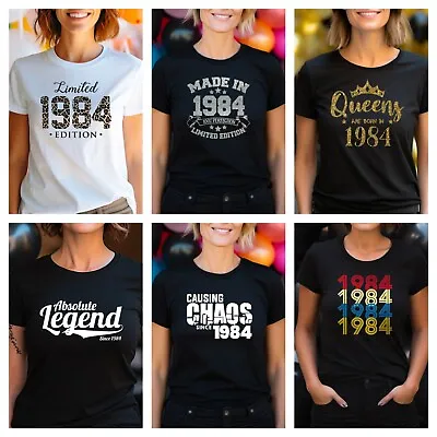 Buy Ladies 1984 Birthday T Shirt 40th Aunt Daughter Wife Mum Sister Gift Top 2024 • 13.99£