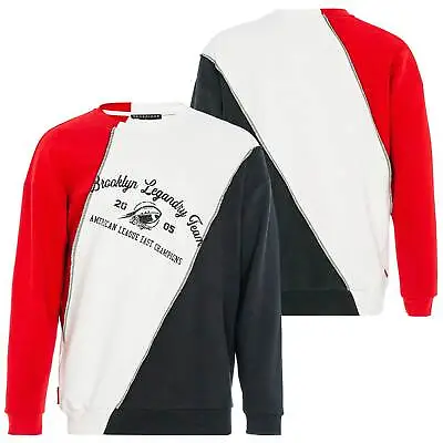 Buy Redbridge Men's Pullover Sweatshirt Jumper Sweater Sports 3Tone Brooklyn Team • 18.19£