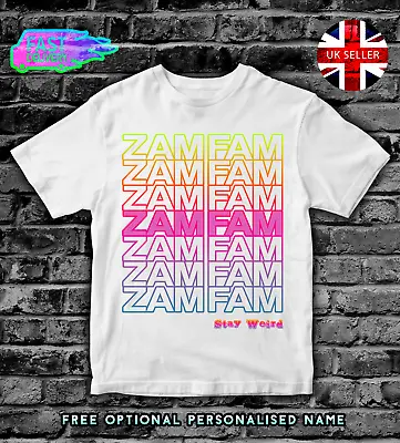 Buy Zamfam Kids T-Shirt (Stay Weird) Rebecca Zamolo Top Boys Girls YouTuber GAMER • 9.99£