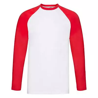 Buy Fruit Of The Loom Baseball Tee Top Long Sleeve Cotton T-Shirt Multicolour Sports • 7.99£