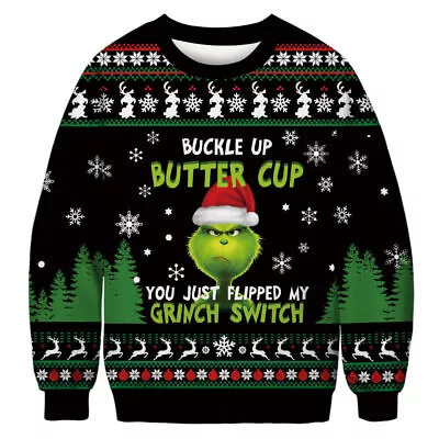Buy Unisex Adult 3D Printed The Grinch Christmas Sweater Funny Pullover Sweatshirts • 23.98£