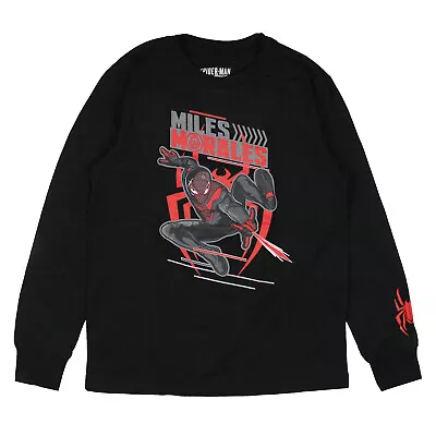 Buy Marvel Spider-Man Big Boy's Miles Morales Web Slinging Long Sleeve T-Shirt • 11.83£