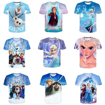 Buy Cosplay Frozen 2 Princess Elsa Anna 3D T-Shirts Adult Short Sleeves Sports Top • 9.60£